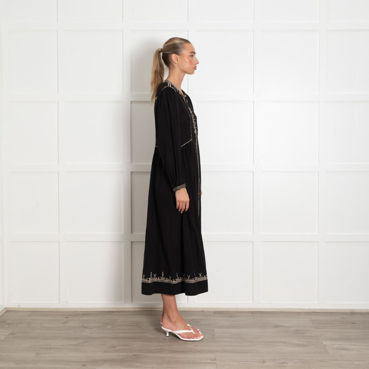 Isabel Marant Etoile Black Pippa Longsleeve Embroidered Dress - Image 6