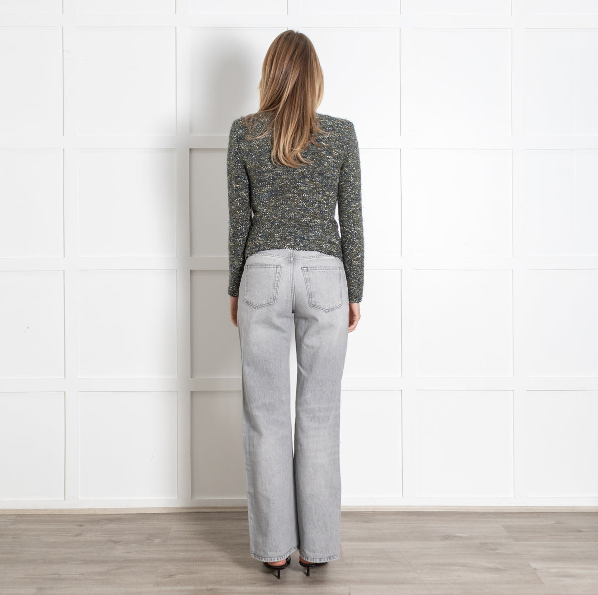 Green Cream Knitted Tweed Blazer - Image 5