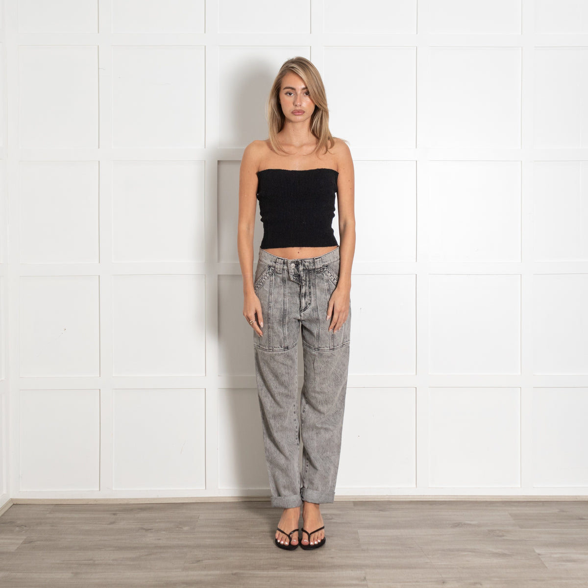 Isabel Marant Etoile Grey Acid Wash High-Rise Jeans - Image 1
