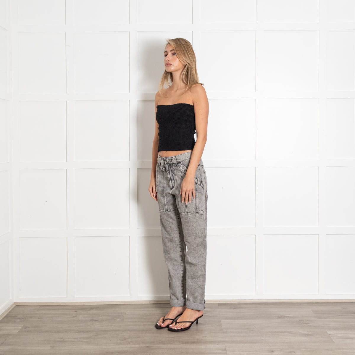 Isabel Marant Etoile Grey Acid Wash High-Rise Jeans - Image 3