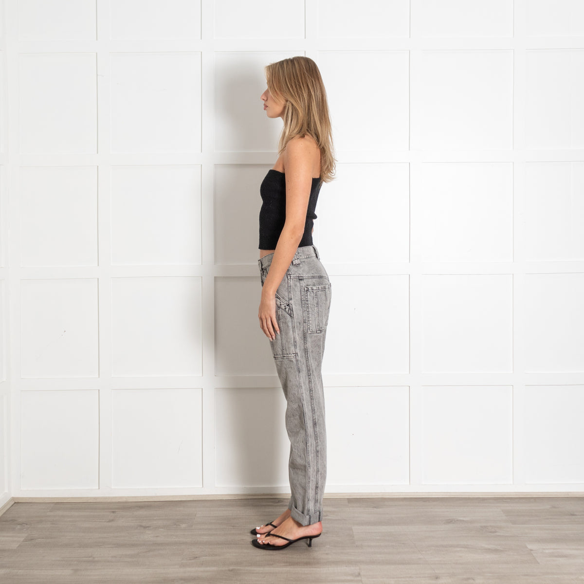 Isabel Marant Etoile Grey Acid Wash High-Rise Jeans - Image 4
