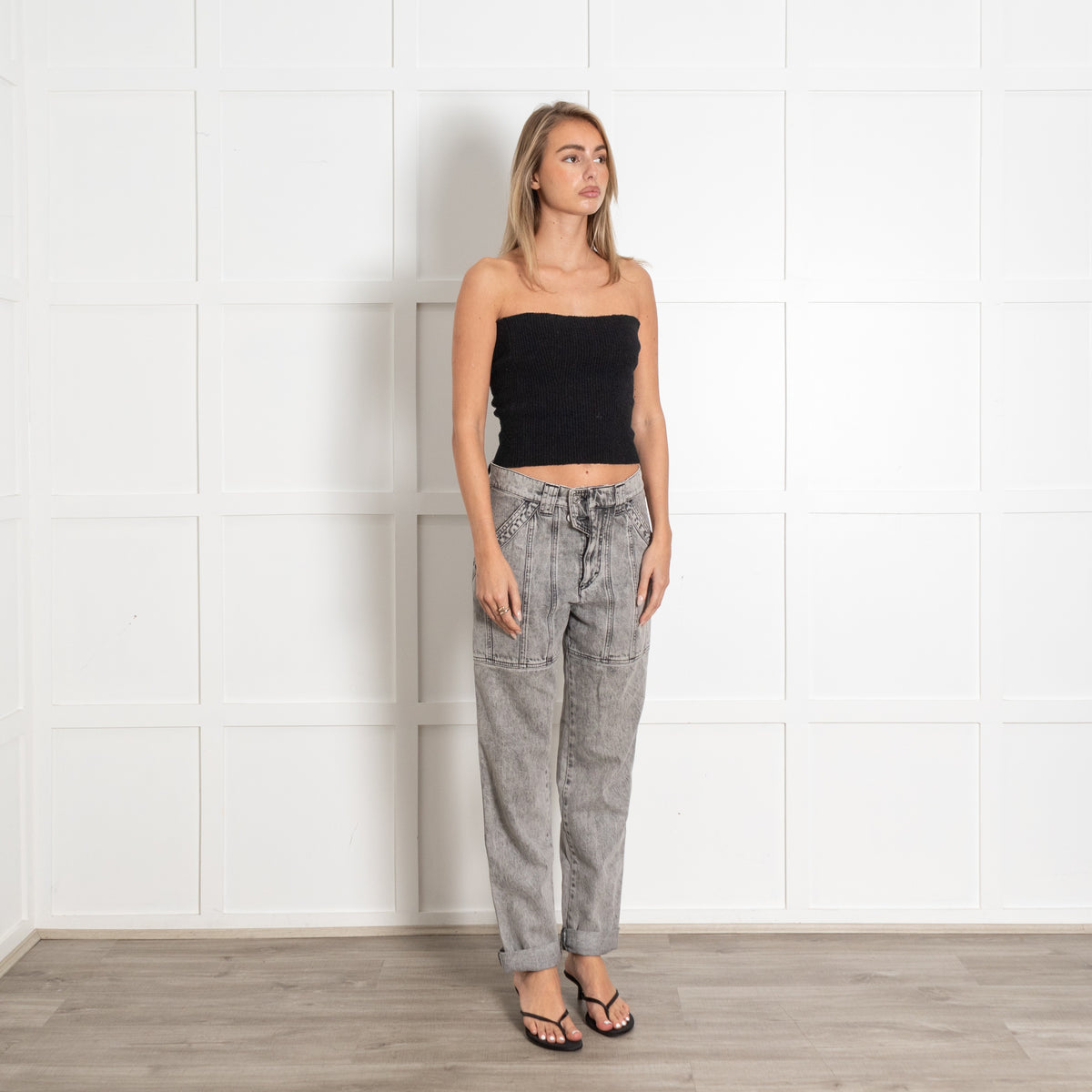 Isabel Marant Etoile Grey Acid Wash High-Rise Jeans - Image 7