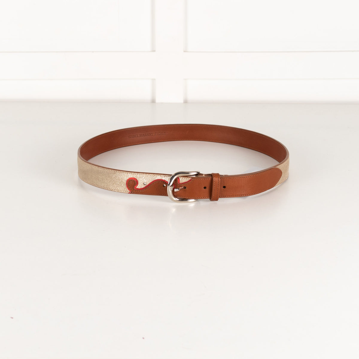 Isabel Marant Gold and Brown Glitter Belt - Image 1