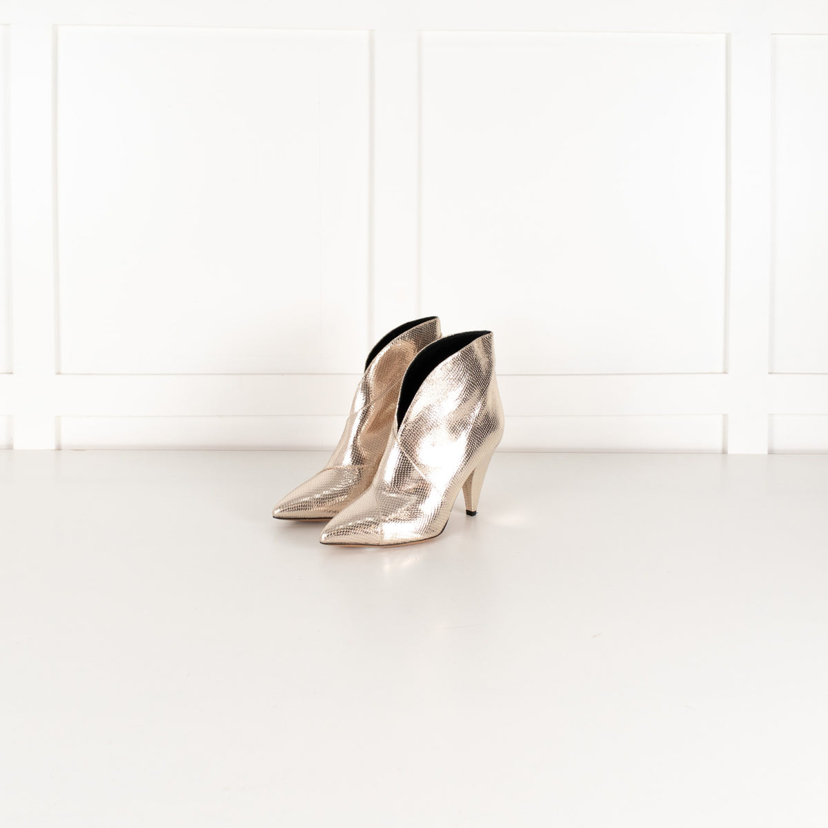 Isabel Marant Gold Embossed Leather Archenn Ankle Boots UK 4 - Image 2