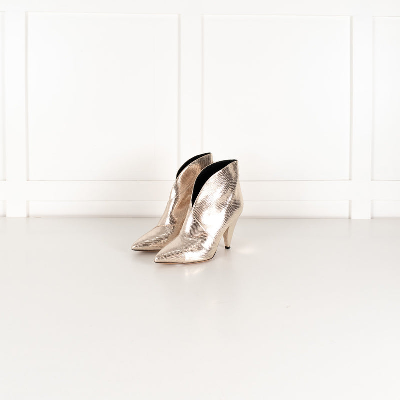 Isabel Marant Gold Embossed Leather Archenn Ankle Boots UK 4 - Image 2