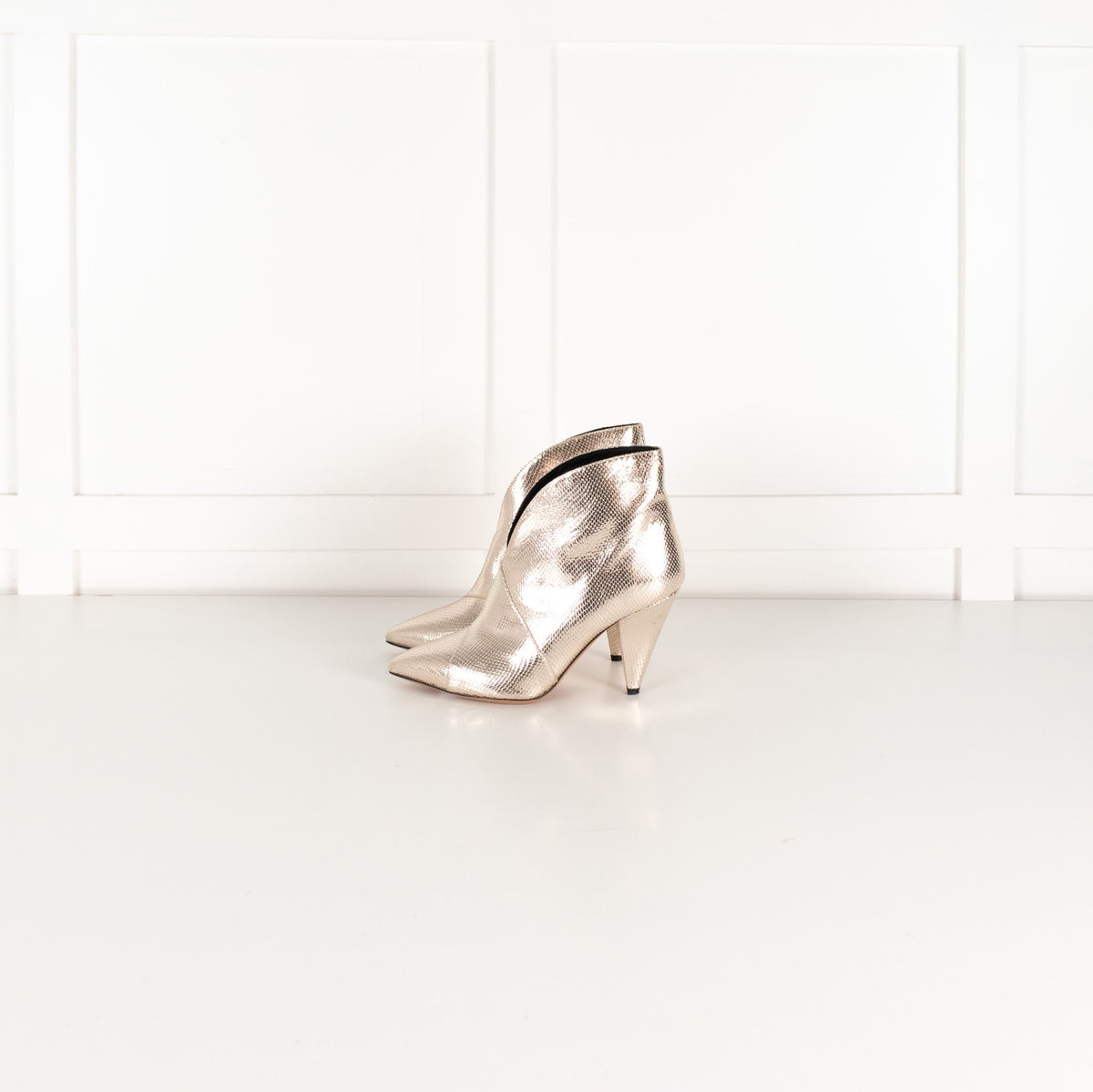 Isabel Marant Gold Embossed Leather Archenn Ankle Boots UK 4 - Image 3