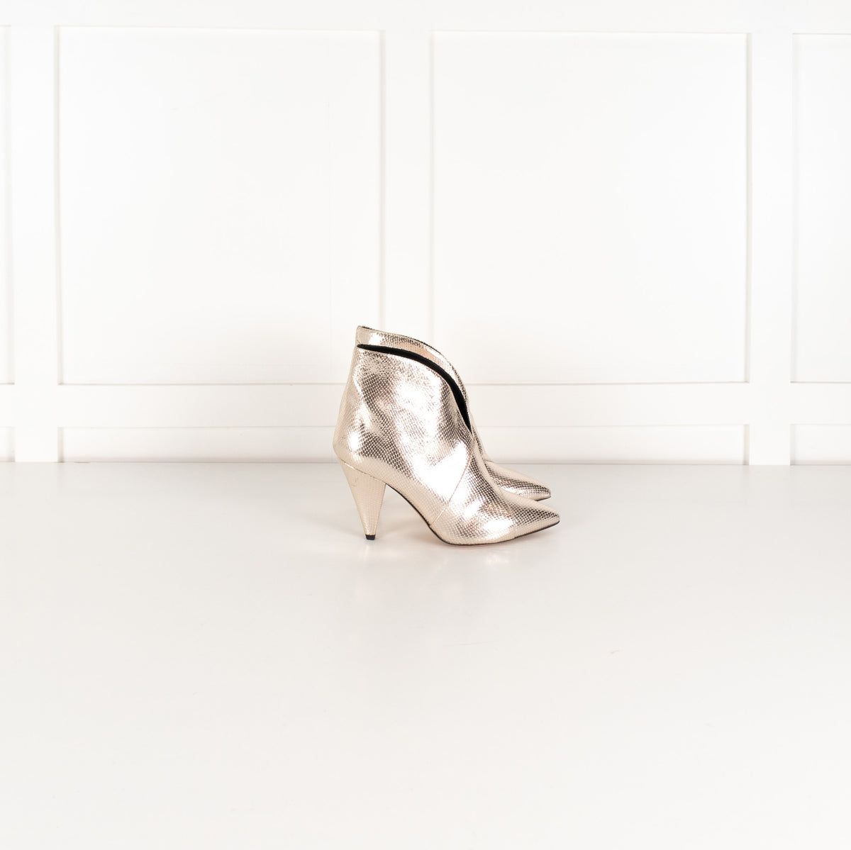 Isabel Marant Gold Embossed Leather Archenn Ankle Boots UK 4 - Image 5