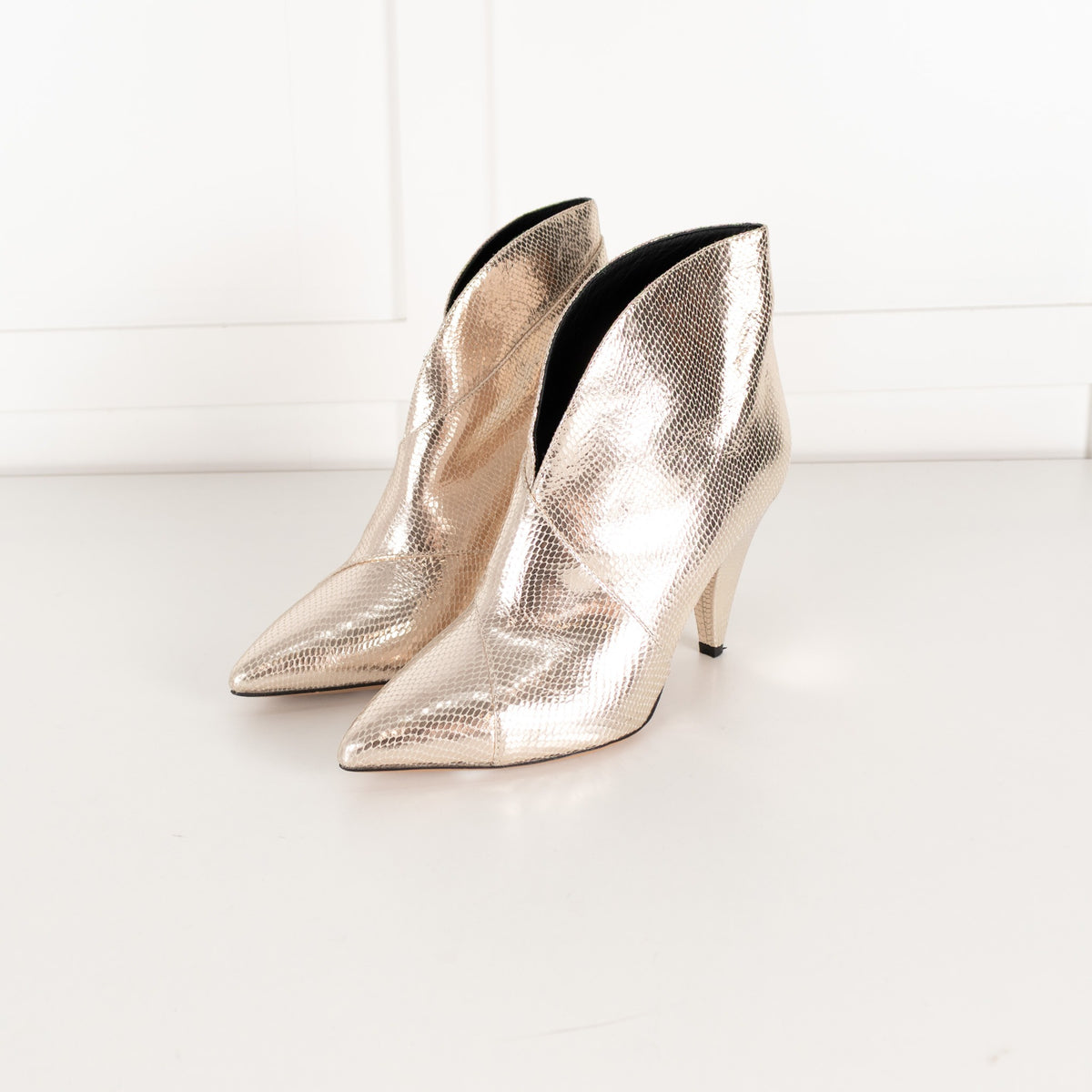 Isabel Marant Gold Embossed Leather Archenn Ankle Boots UK 4 - Image 8