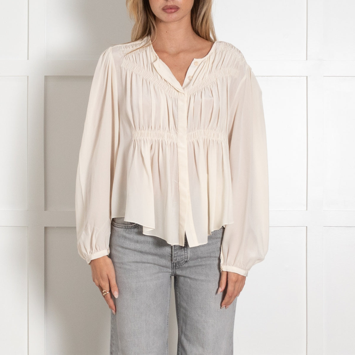 Isabel Marant Nyme Silk Cream Blouse - Image 2