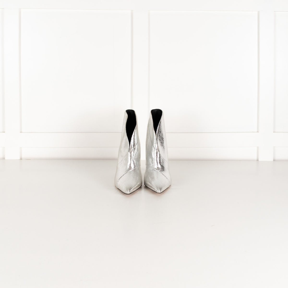 Isabel Marant Silver Embossed Leather Archenn Heeled Ankle Boots in Silver UK 5 - Image 1