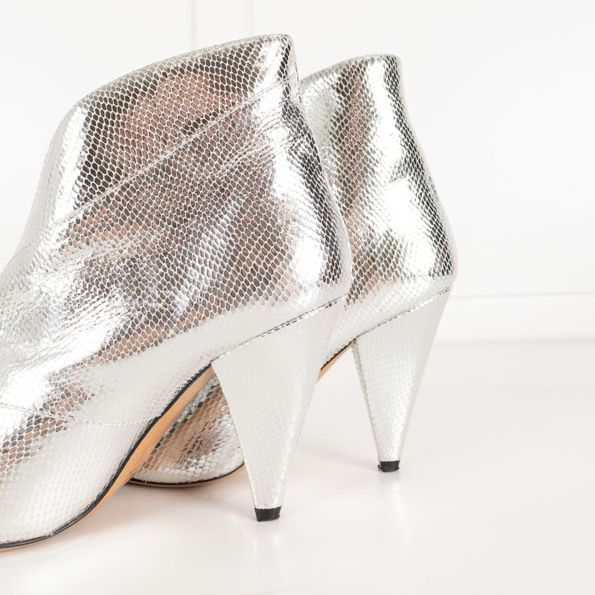 Isabel Marant Silver Embossed Leather Archenn Heeled Ankle Boots in Silver UK 5 - Image 13
