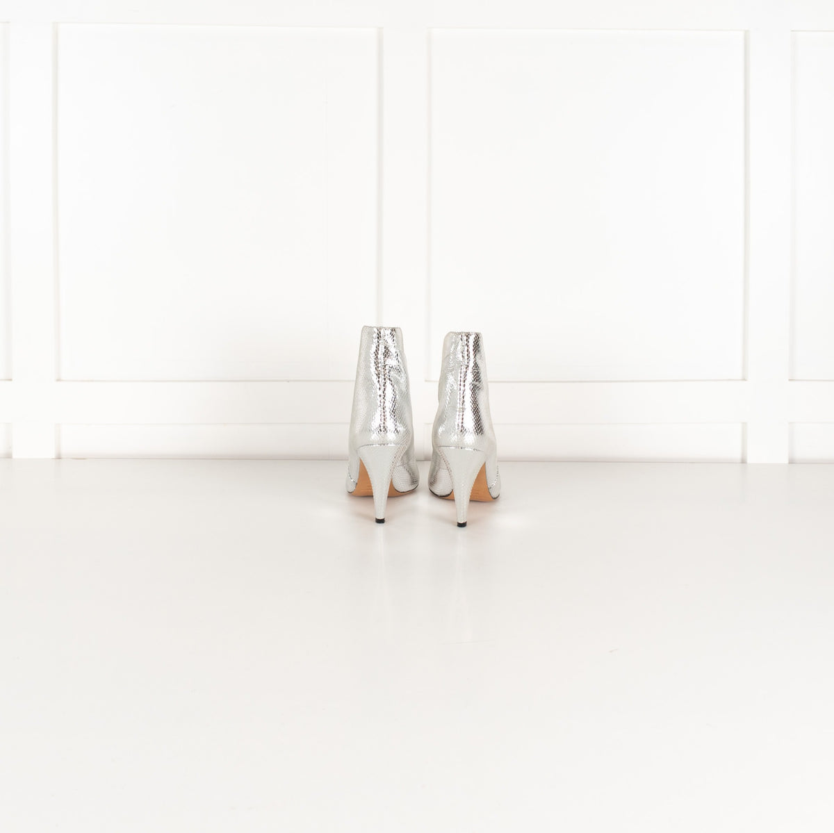 Isabel Marant Silver Embossed Leather Archenn Heeled Ankle Boots in Silver UK 5 - Image 4