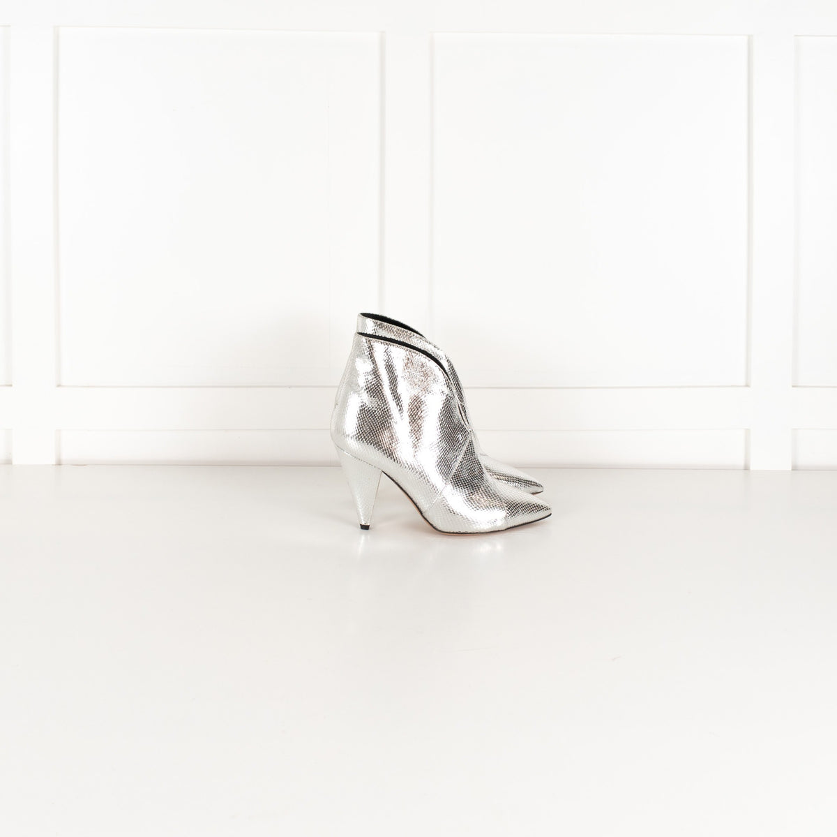 Isabel Marant Silver Embossed Leather Archenn Heeled Ankle Boots in Silver UK 5 - Image 5