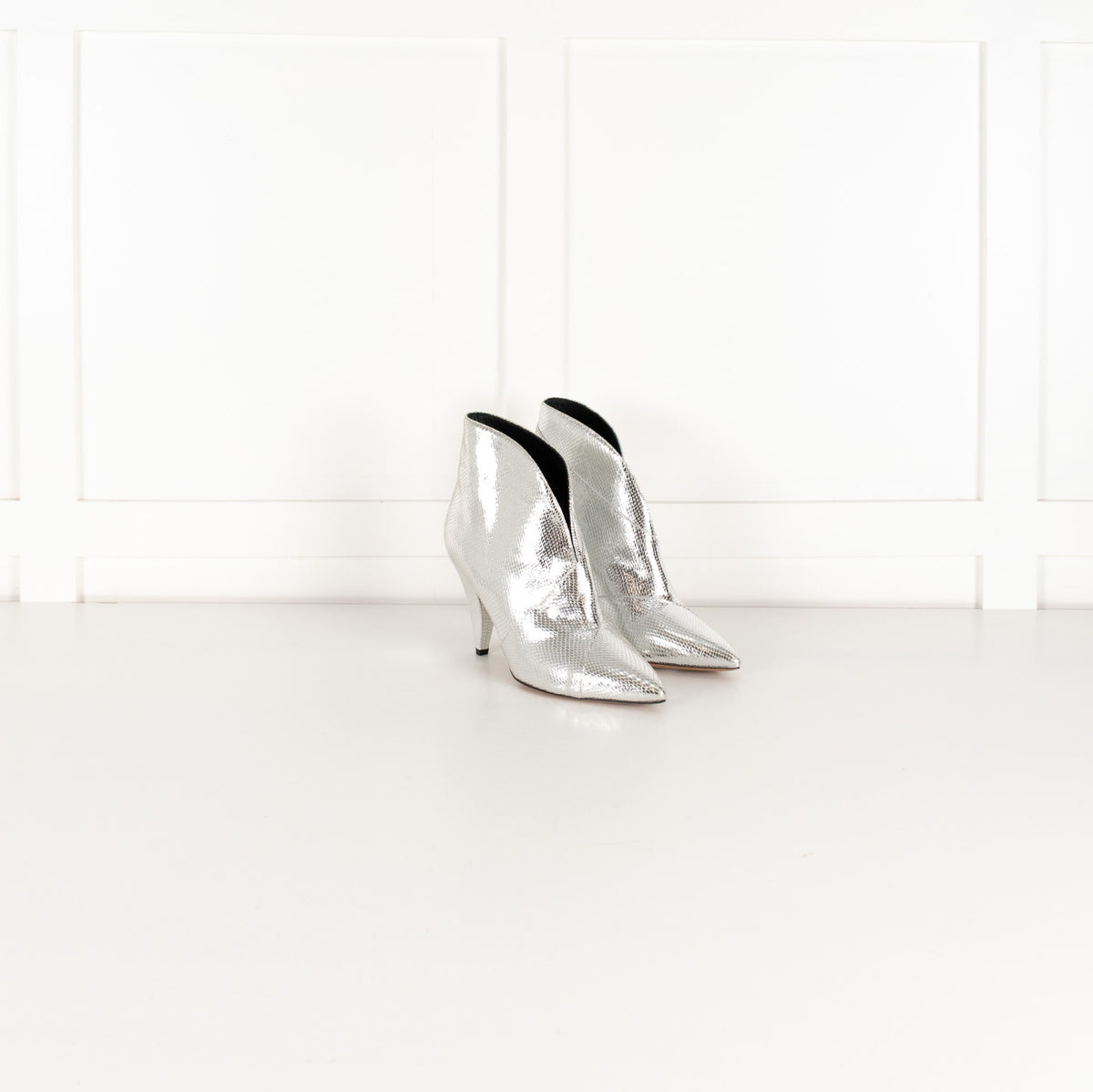 Isabel Marant Silver Embossed Leather Archenn Heeled Ankle Boots in Silver UK 5 - Image 6