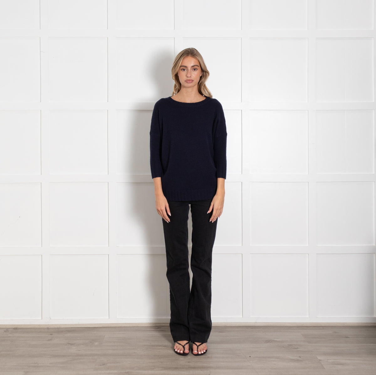J Crew Navy 3/4  Sleeves Cashmere Jumper - Image 1