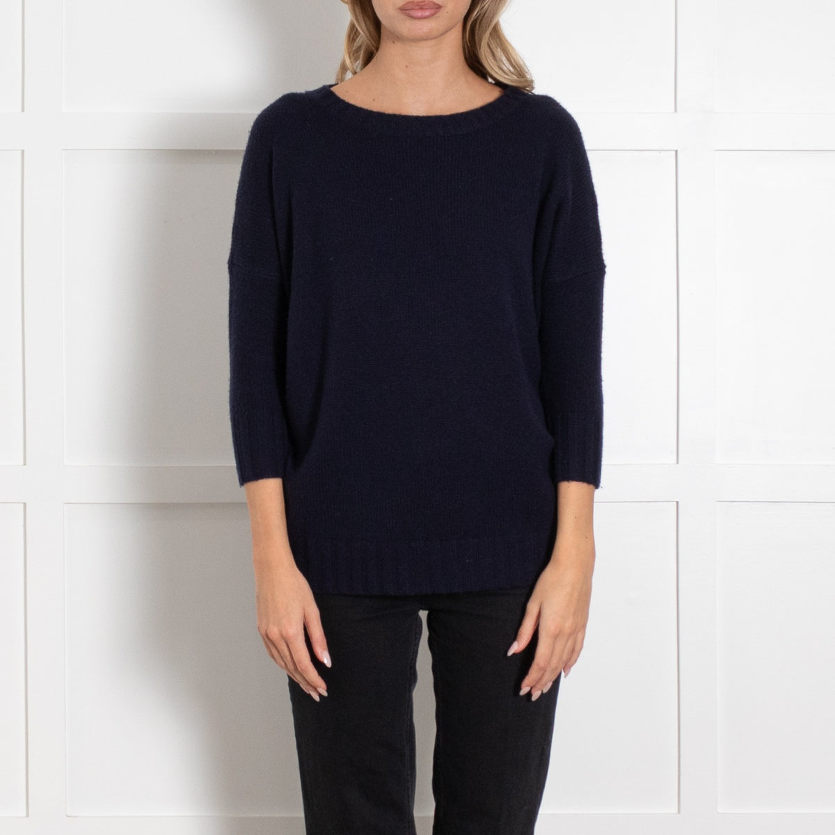 J Crew Navy 3/4  Sleeves Cashmere Jumper - Image 2