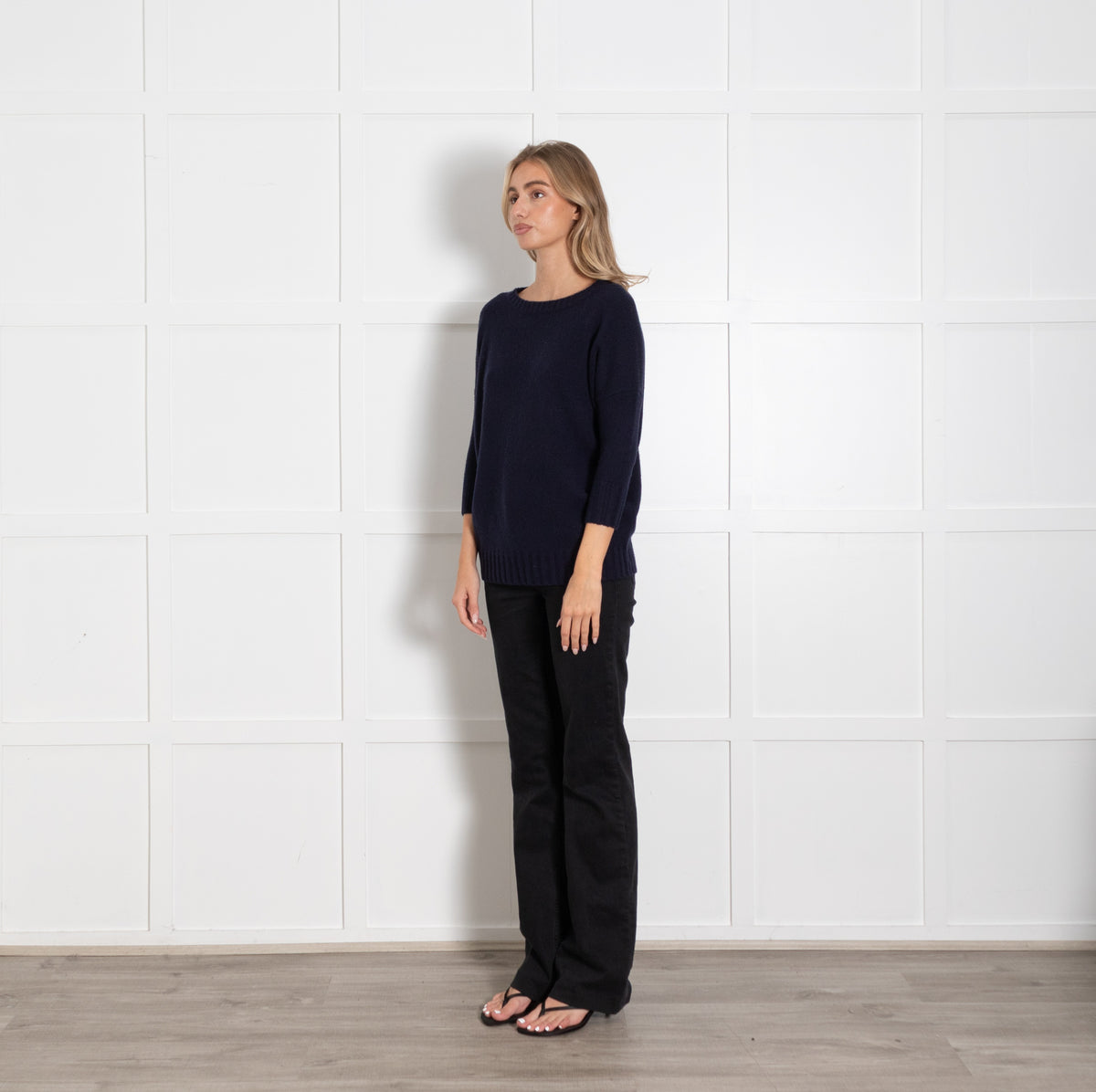 J Crew Navy 3/4  Sleeves Cashmere Jumper - Image 3