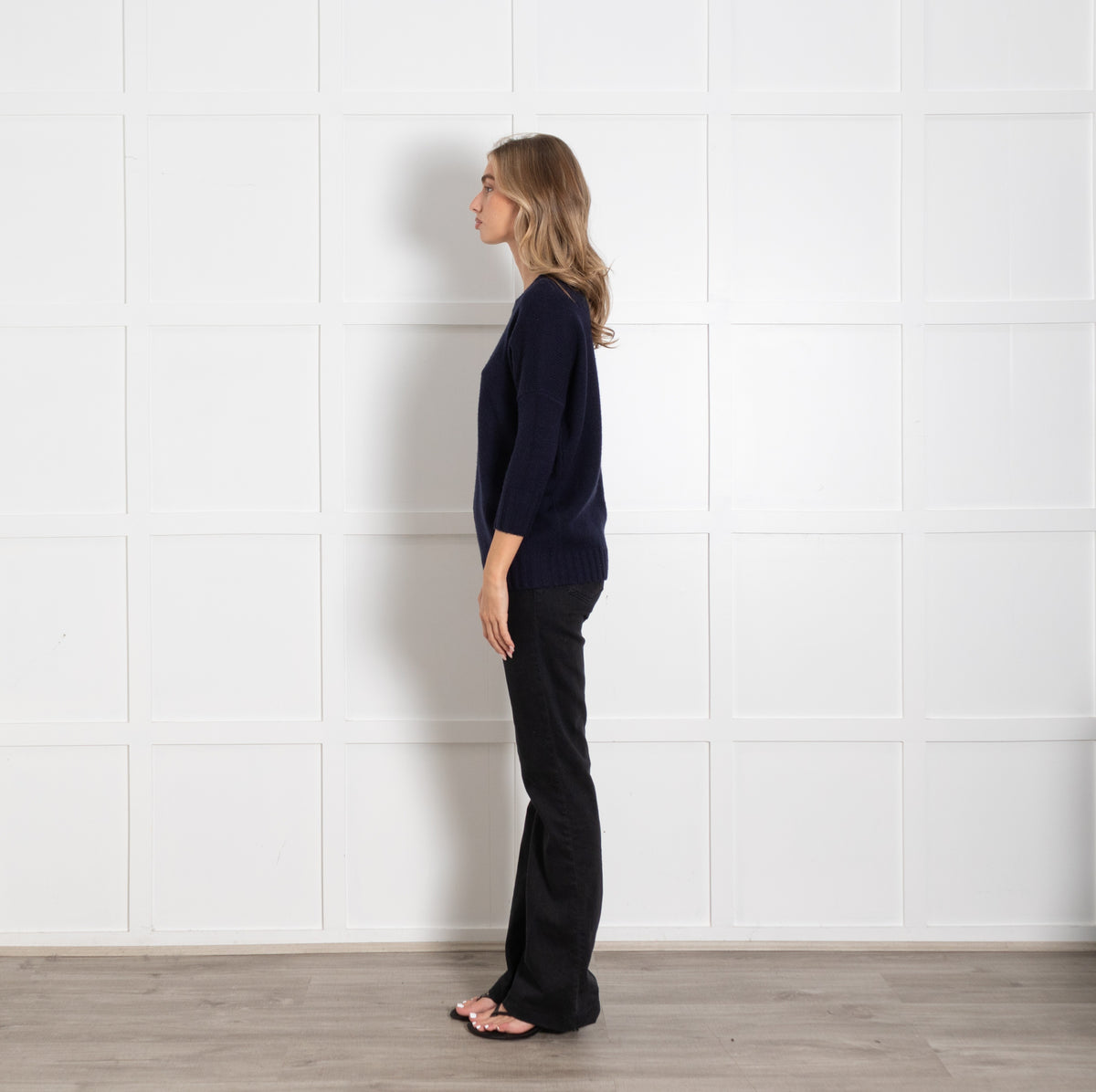 J Crew Navy 3/4  Sleeves Cashmere Jumper - Image 4