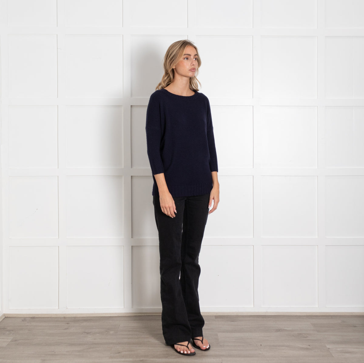 J Crew Navy 3/4  Sleeves Cashmere Jumper - Image 7