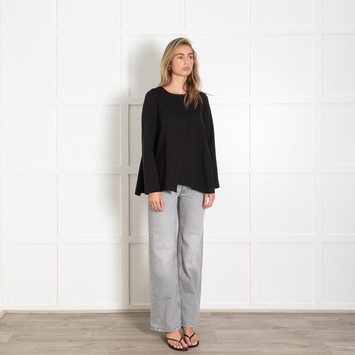 Black Asymmetric Long Sleeve Top - Image 7