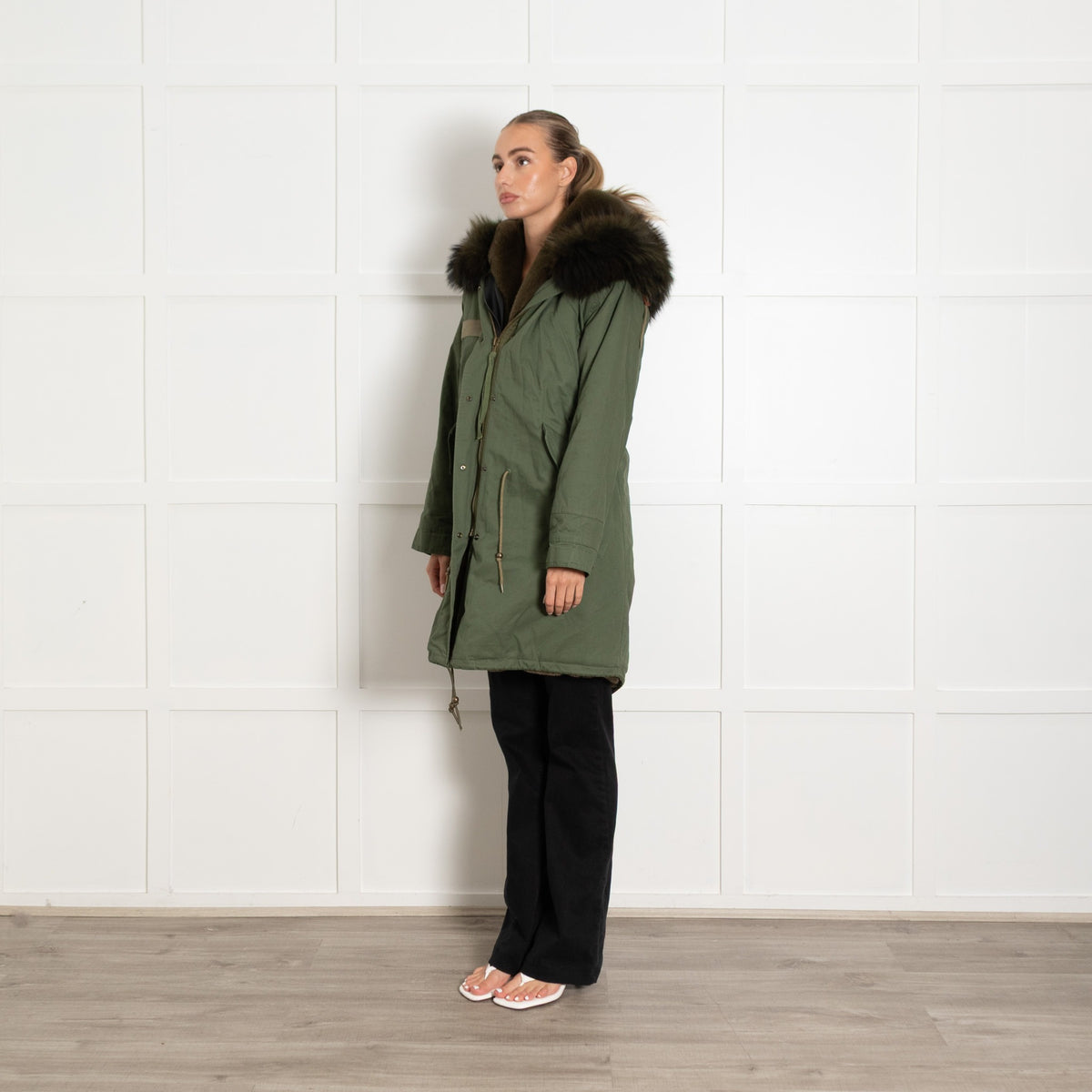 Jane & Tash Khaki Faux Fur Lined Real Fur Trim Parka - Image 3