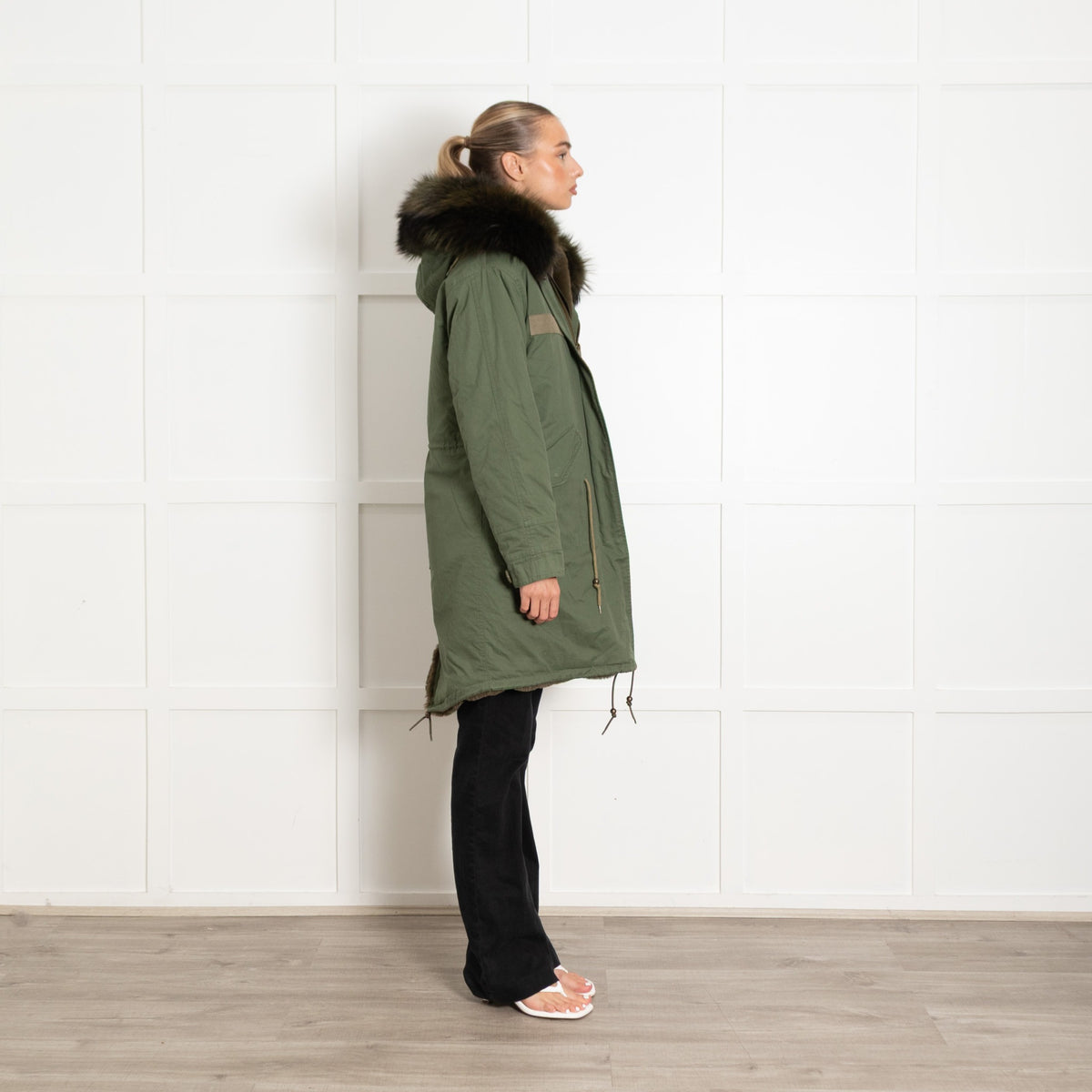 Jane & Tash Khaki Faux Fur Lined Real Fur Trim Parka - Image 6