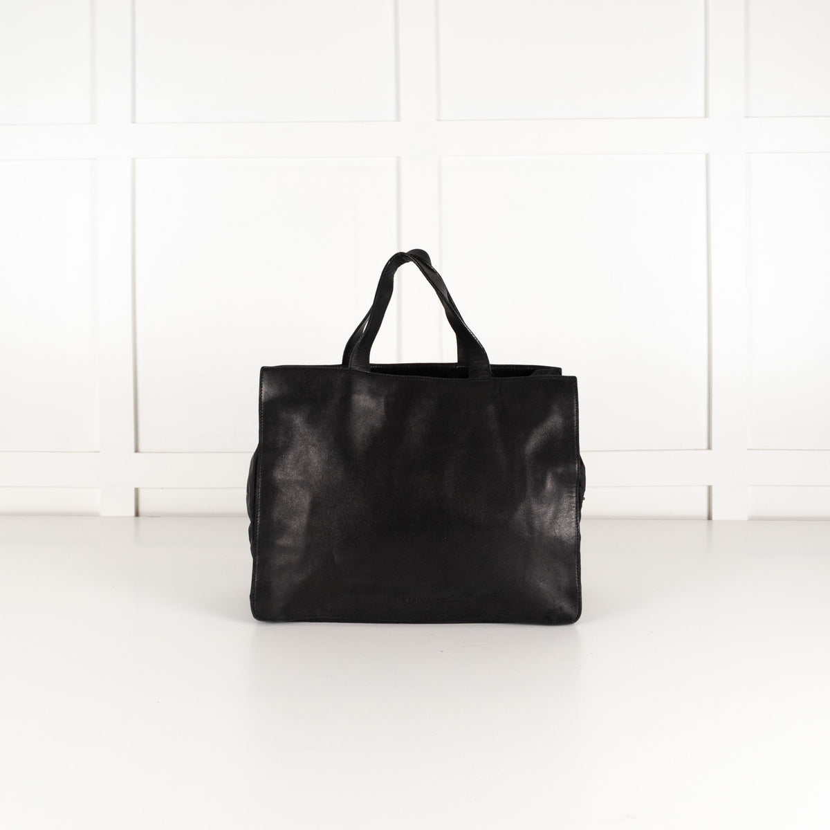 Jil Sander Black Leather Tote with Nylon Side Panels - Image 1