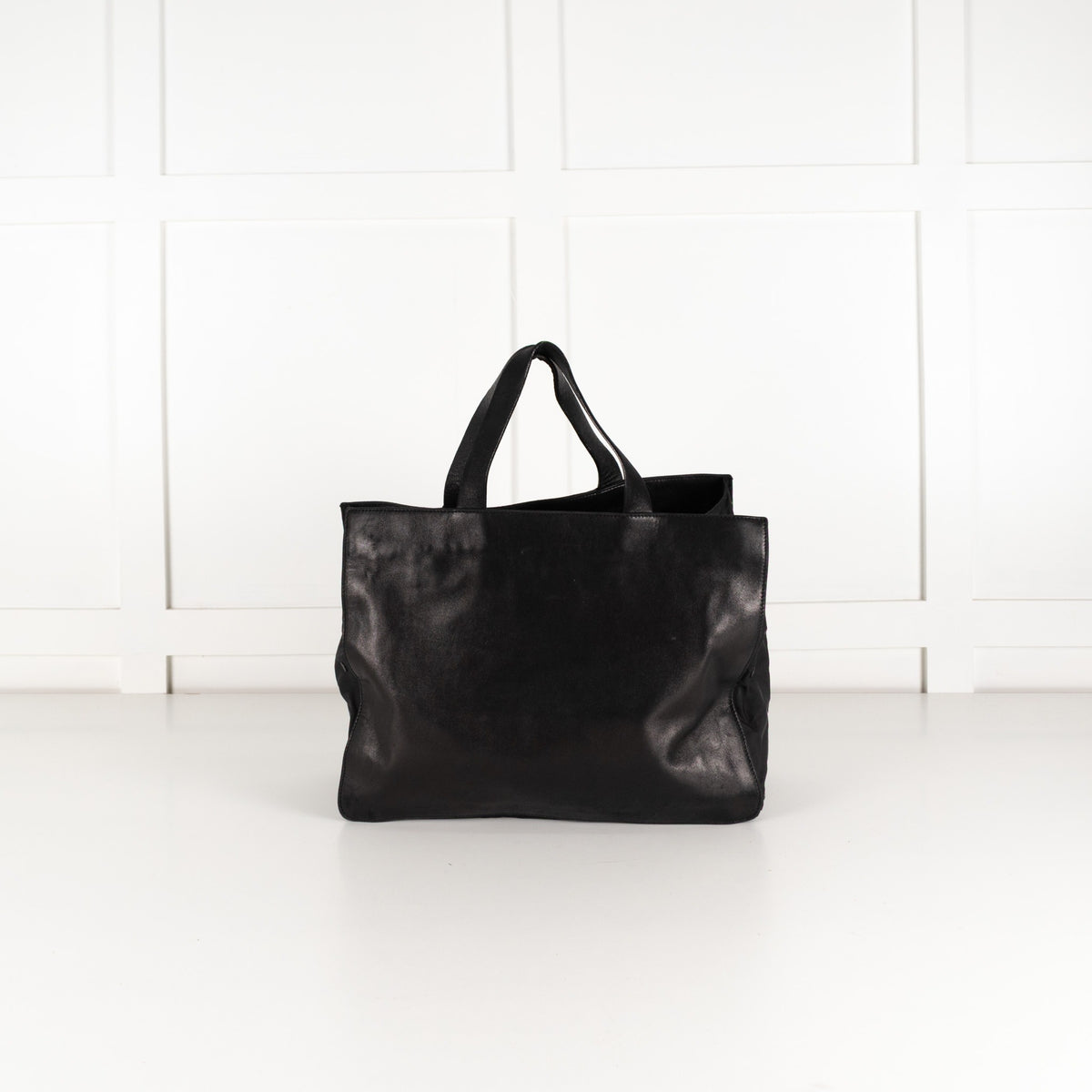 Jil Sander Black Leather Tote with Nylon Side Panels - Image 3