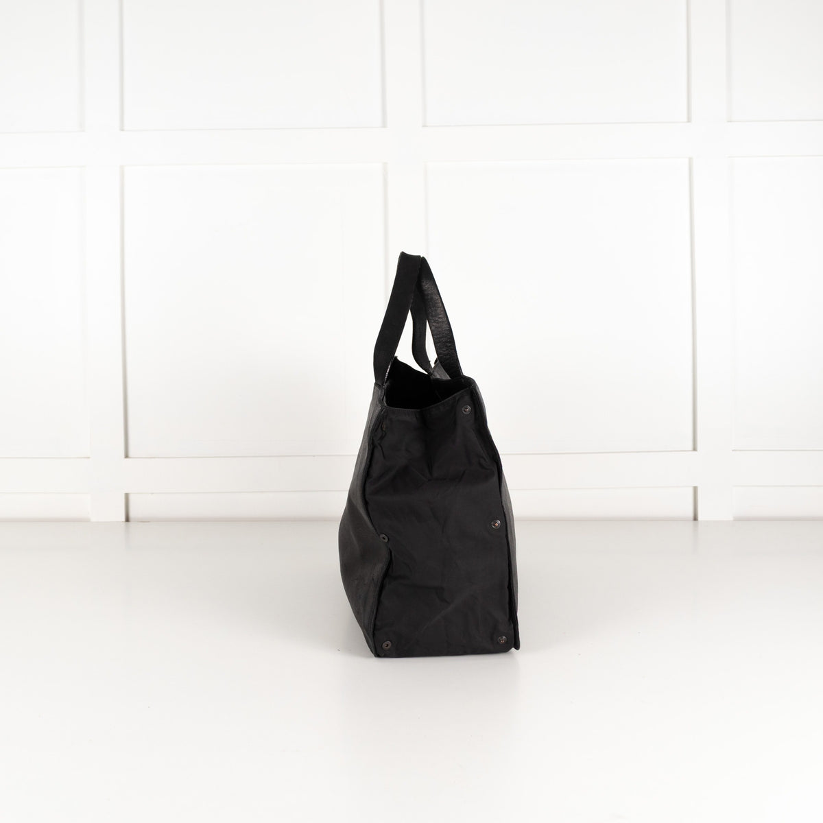 Jil Sander Black Leather Tote with Nylon Side Panels - Image 4