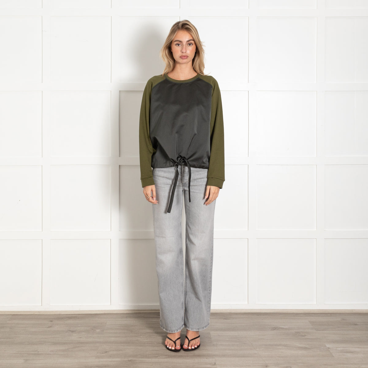 Jil Sander Green Drawstring Long Sleeve Top - Image 1
