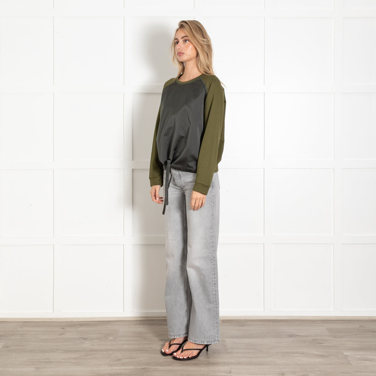 Jil Sander Green Drawstring Long Sleeve Top - Image 3
