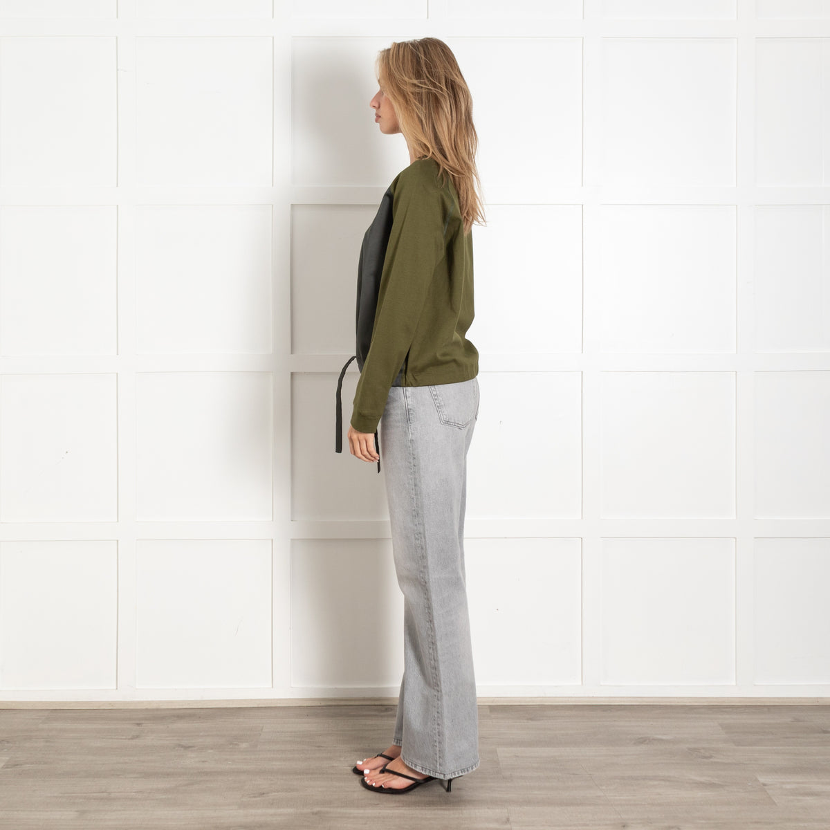 Jil Sander Green Drawstring Long Sleeve Top - Image 4