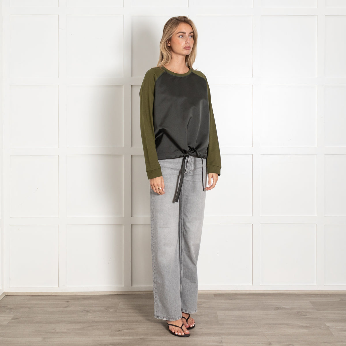 Jil Sander Green Drawstring Long Sleeve Top - Image 7