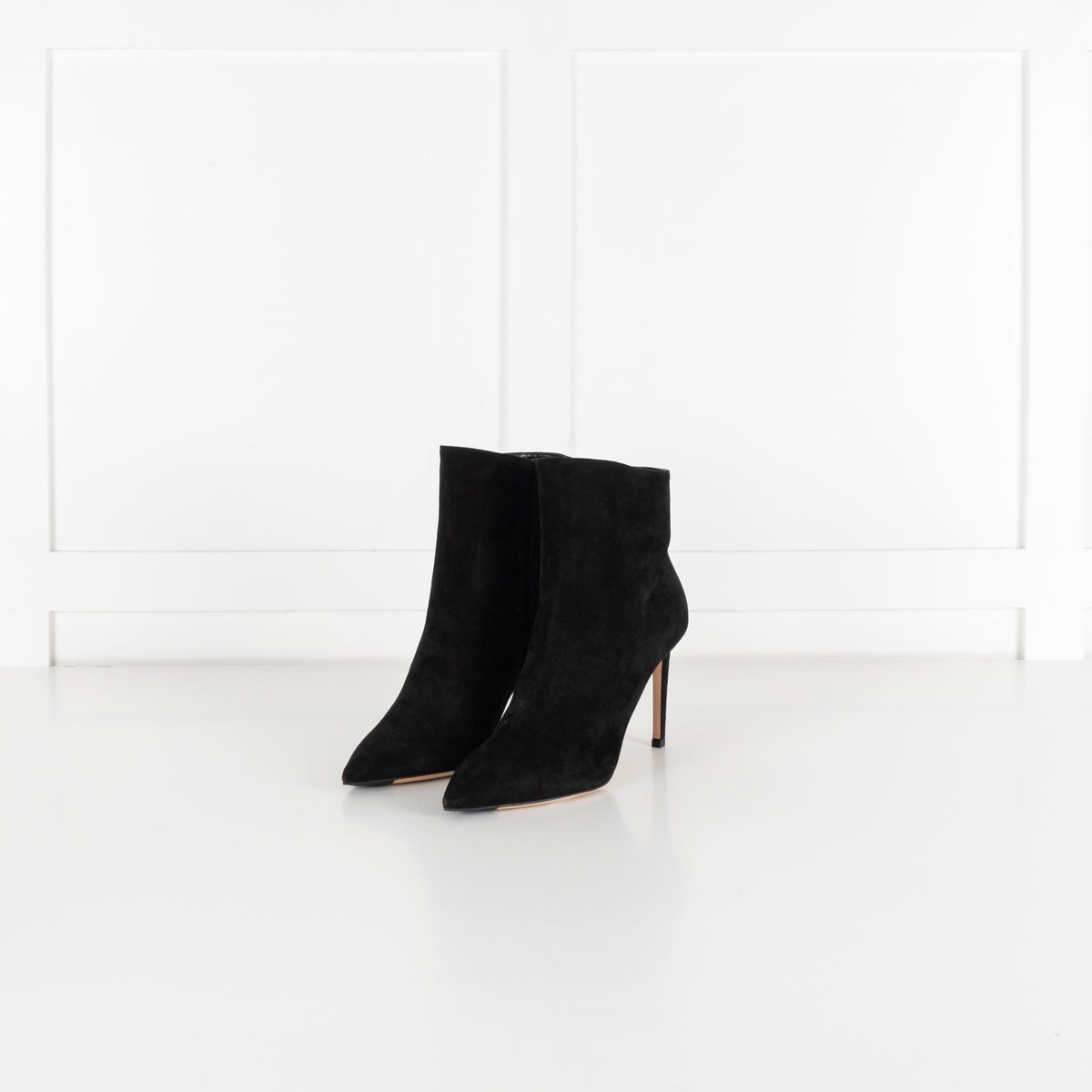 Jimmy Choo Black Suede Helaine 85 Sue Pointed Toe Stiletto Ankle Boots - Image 1
