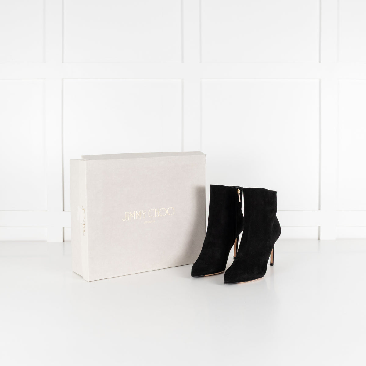Jimmy Choo Black Suede Helaine 85 Sue Pointed Toe Stiletto Ankle Boots - Image 2