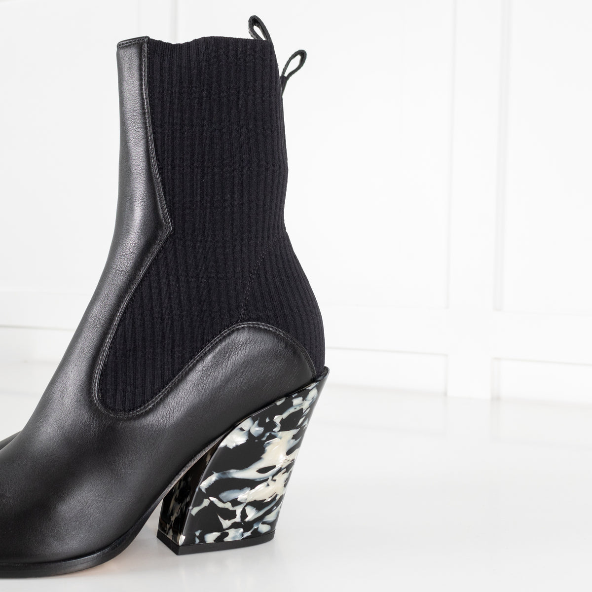 Jimmy Choo Mele 85 Black Leather And Knit Western Boots - Image 10