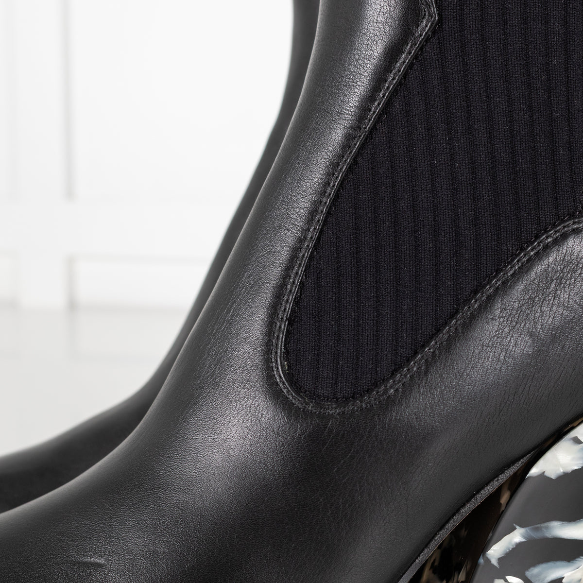Jimmy Choo Mele 85 Black Leather And Knit Western Boots - Image 12