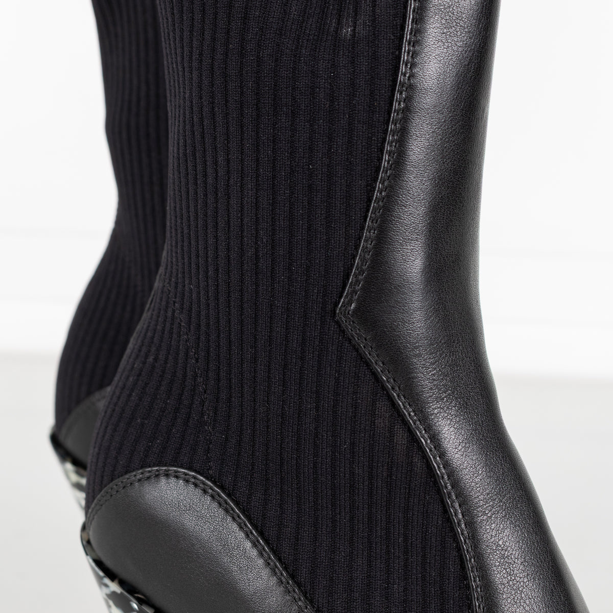 Jimmy Choo Mele 85 Black Leather And Knit Western Boots - Image 16
