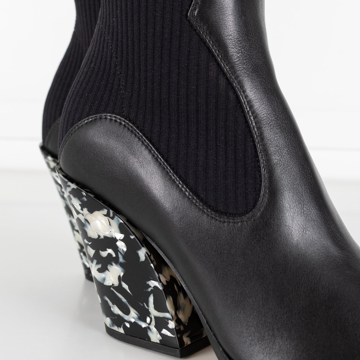 Jimmy Choo Mele 85 Black Leather And Knit Western Boots - Image 17