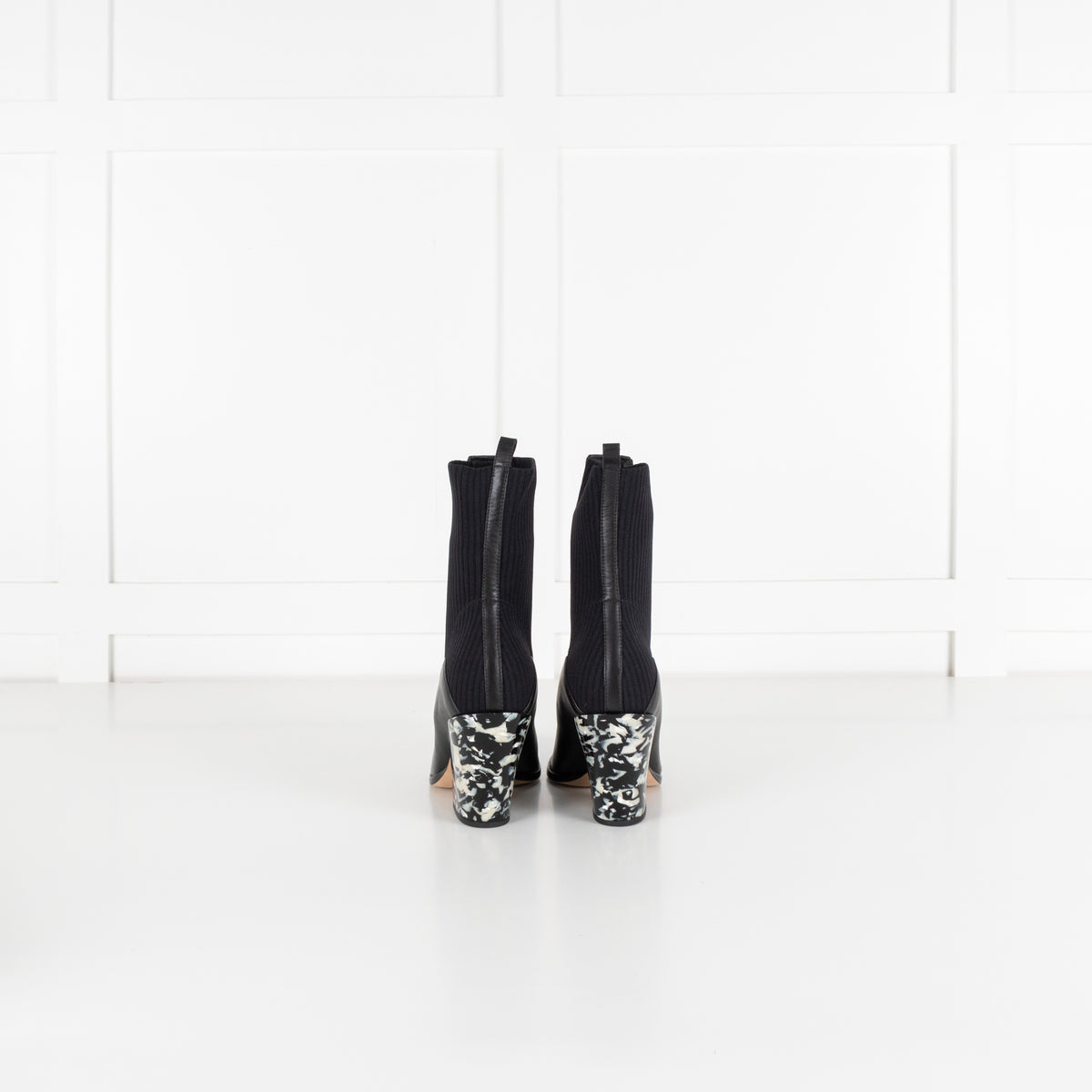 Jimmy Choo Mele 85 Black Leather And Knit Western Boots - Image 5