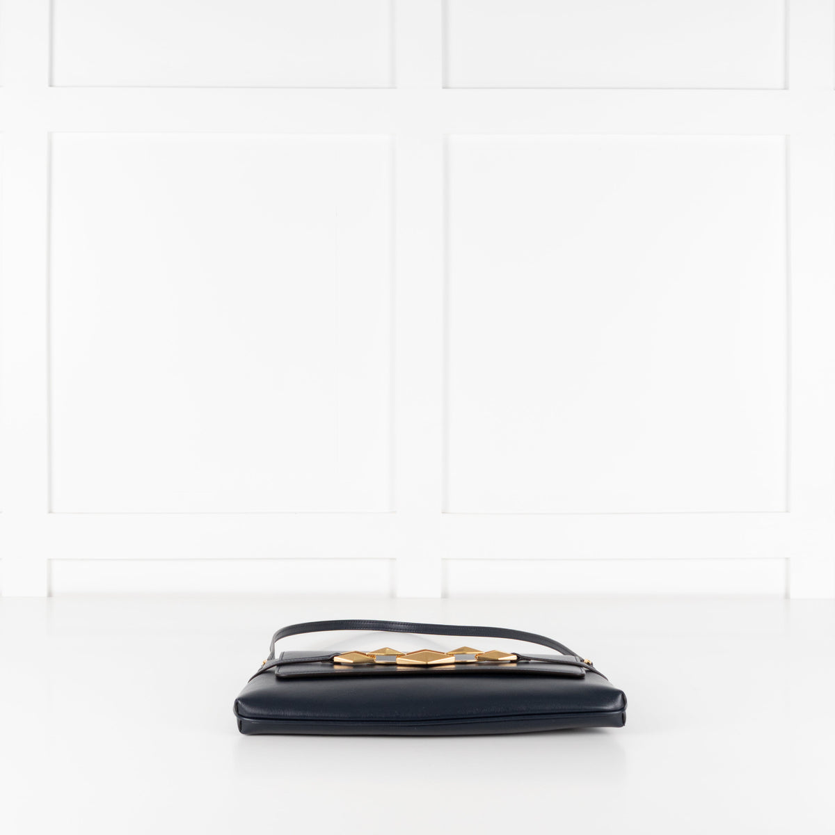 Jimmy Choo Navy Shoulder Bag with Geometric Chain - Image 8