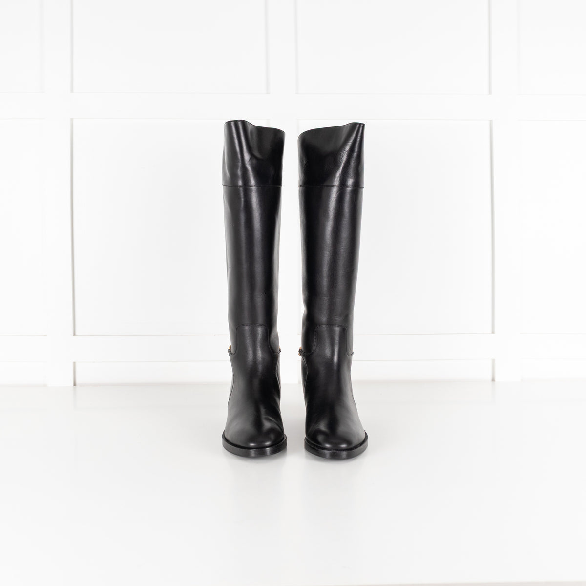 Jimmy Choo Nell Knee Boot Black Leather Riding Boot - Image 3