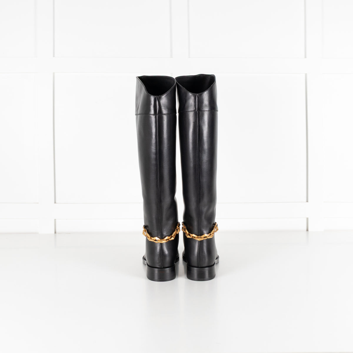 Jimmy Choo Nell Knee Boot Black Leather Riding Boot - Image 5