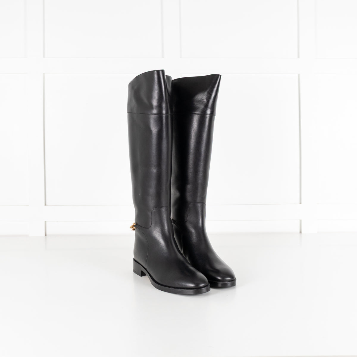 Jimmy Choo Nell Knee Boot Black Leather Riding Boot - Image 7