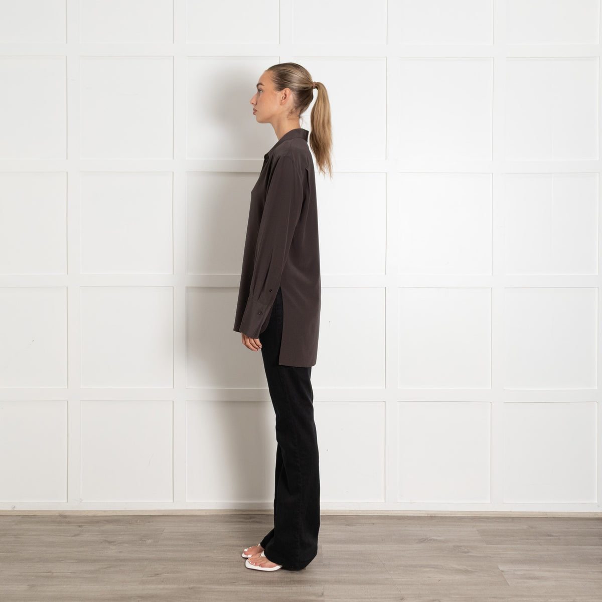 Joseph Chocolate Brown Oversized Silk Blouse - Image 4