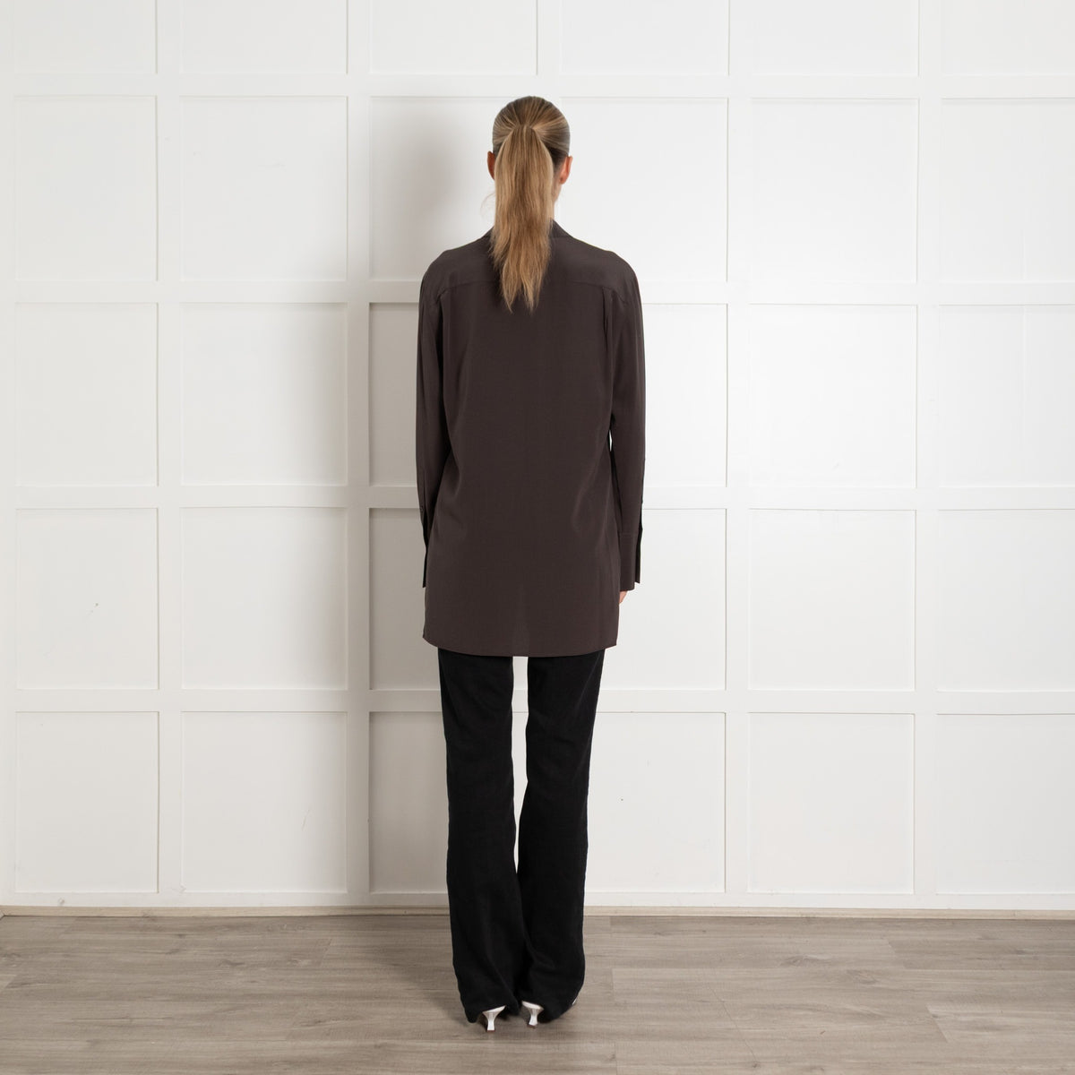 Joseph Chocolate Brown Oversized Silk Blouse - Image 5