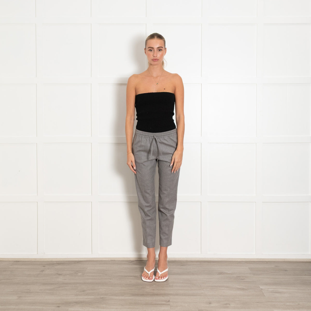 Joseph Grey Wool Elasticated Waist Trousers - Image 1