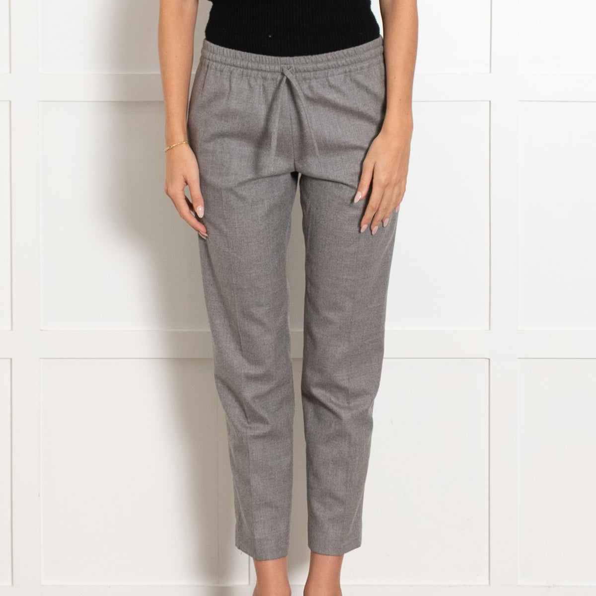 Joseph Grey Wool Elasticated Waist Trousers - Image 2