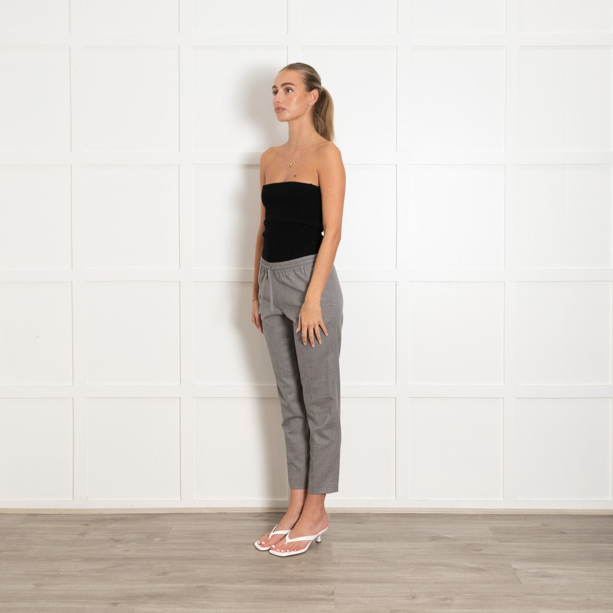 Joseph Grey Wool Elasticated Waist Trousers - Image 3