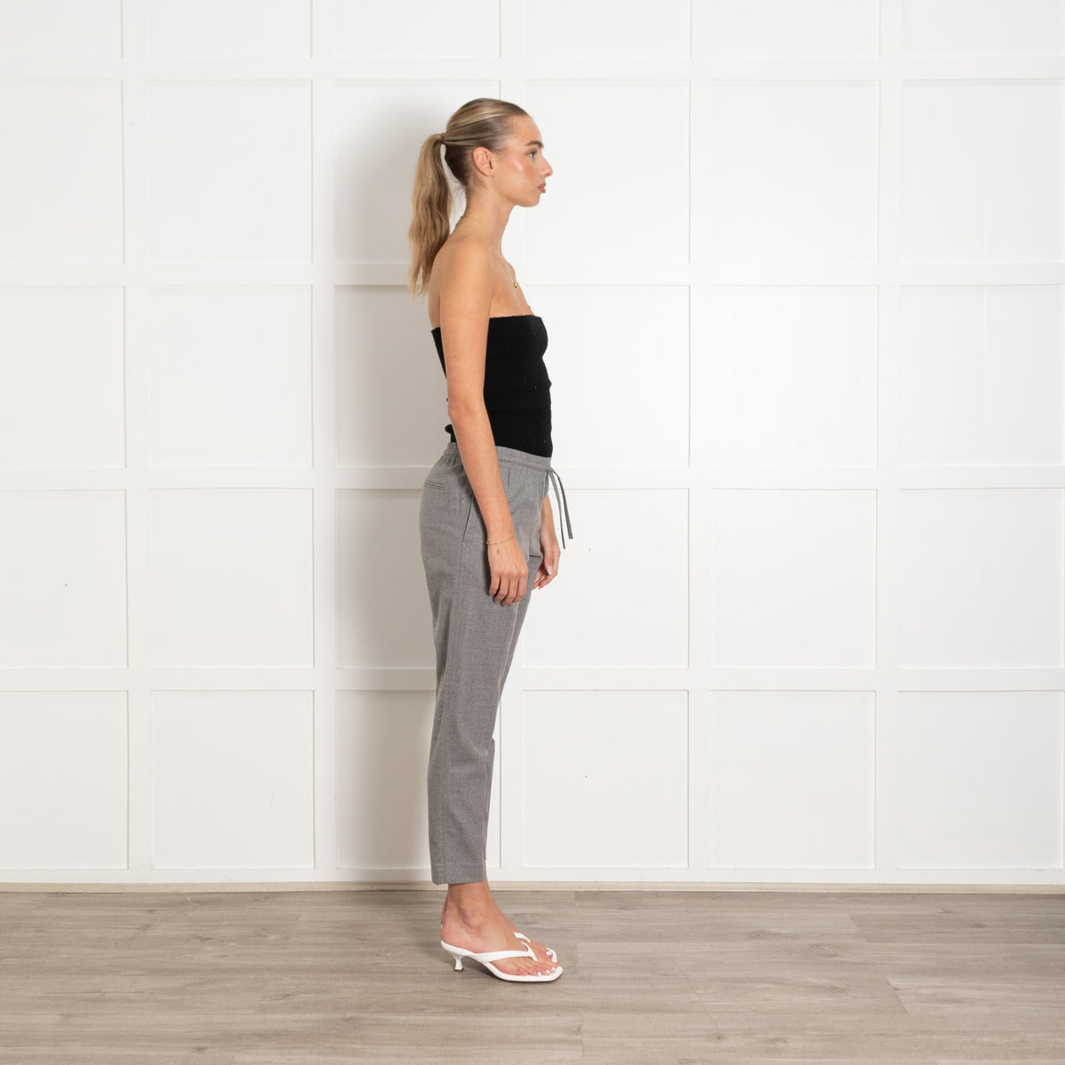 Joseph Grey Wool Elasticated Waist Trousers - Image 6